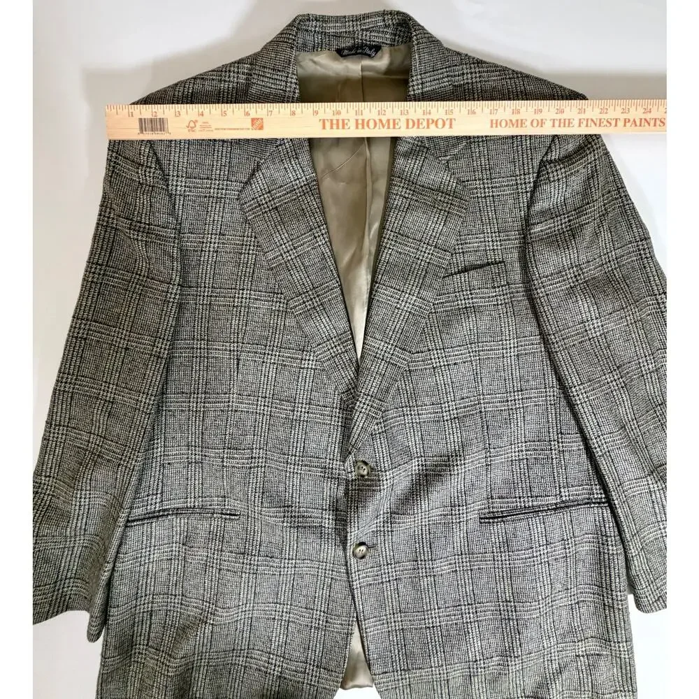 Vito Rufolo Lanificio di Pray Mens Sport Coat 48R Silk Wool Glen Plaid Italy